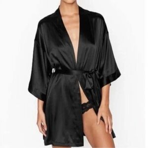 Victoria's Secret Black Satin Kimono Robe